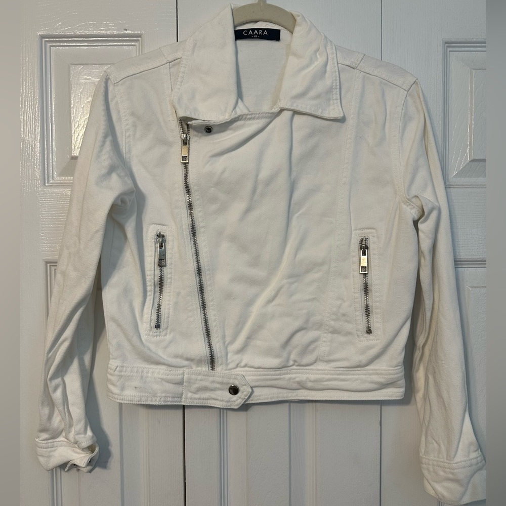 CAARA white denim jacket